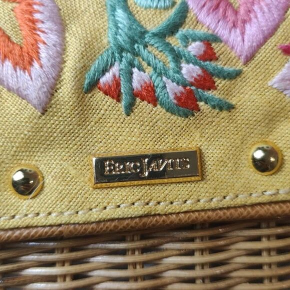 Eric Javits Embroidered Wicker Straw Handle Bag- Womens- Multicolor - Picture 5 of 10